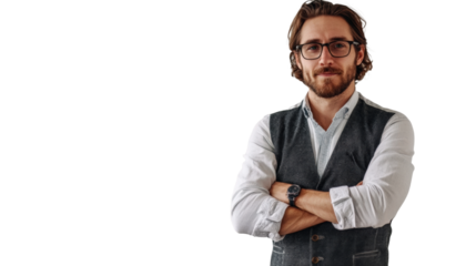 Creative landscape architect in vest and glasses urban environment professional portrait inspirational concept