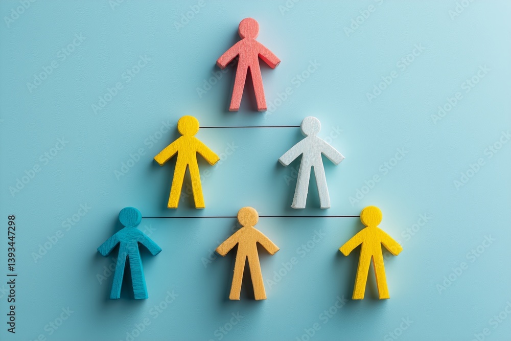 Poster organizational structure concept. teamwork organization and business workflow process management for