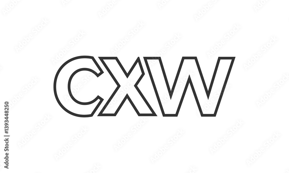 Poster cxw logo design template with strong and modern bold text. initial based vector logotype featuring s