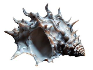 Spider conch seashell, isolated