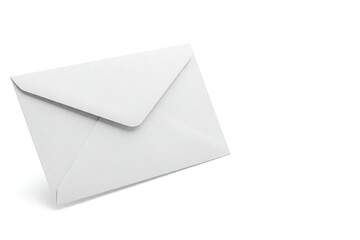 A white paper envelope on a white background. Space for text.