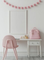 Pink children's study space