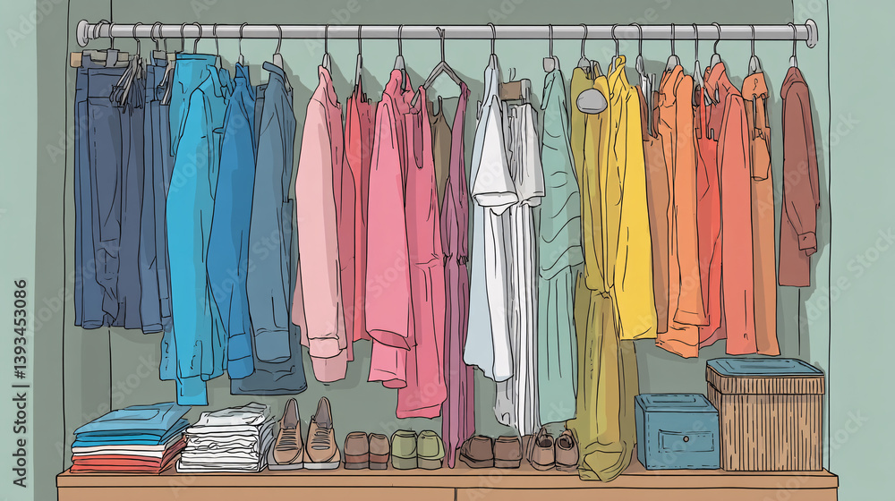 Aufkleber creating organized closets using a color-coded system to help with household management.