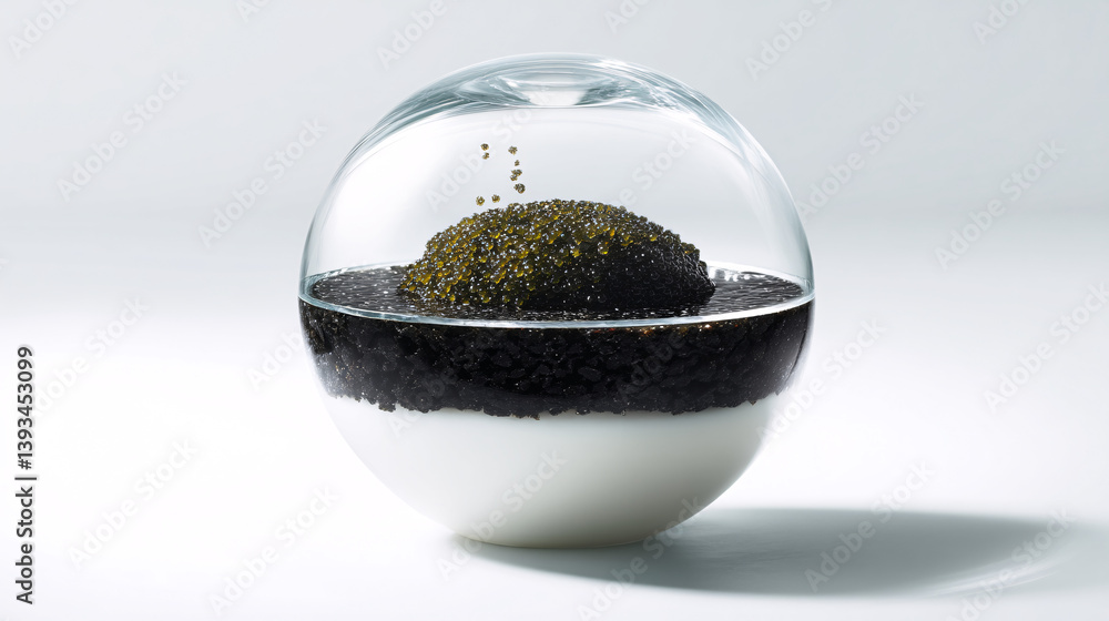 Poster creating perfectly spherical caviar using molecular gastronomy techniques