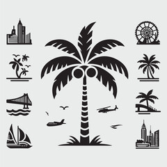 Obraz premium Palm Tree Icons stock illustration