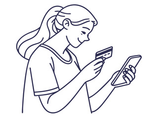 woman with smartphone and credit card for digital transaction