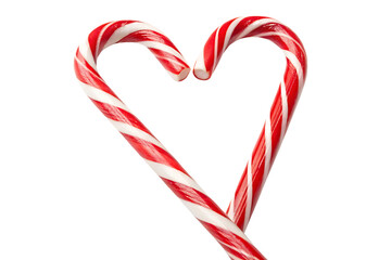 Fototapeta premium Christmas candy cane heart shape on transparent background