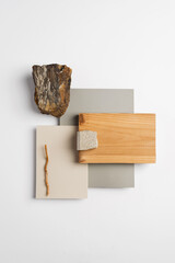 Textures mood board. Material samples interior design. Moodboard for architects styling and selection. Material samples