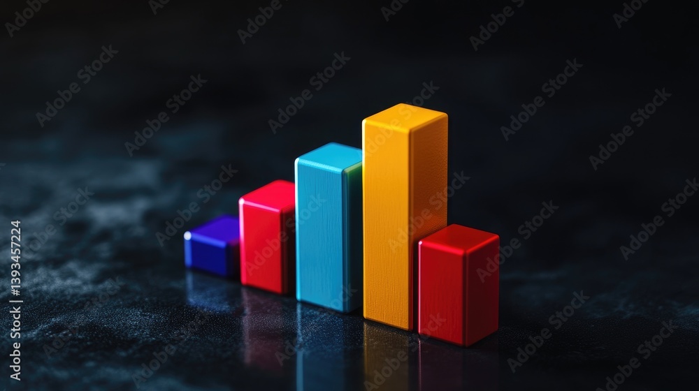 Aufkleber a dynamic d bar graph with colorful segments rising sharply against a dark background, symbolizing i
