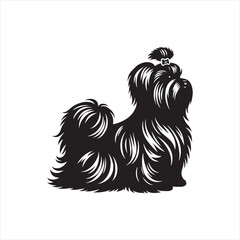 Maltese Dog Vector Silhouette, Elegant Small Canine Outline, Adorable Pet Lover Clipart, Cute Dog Art for Logos, Stickers, Apparel, Digital Prints, Crafts, and Posters.