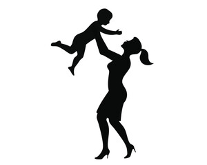 mother lifting child