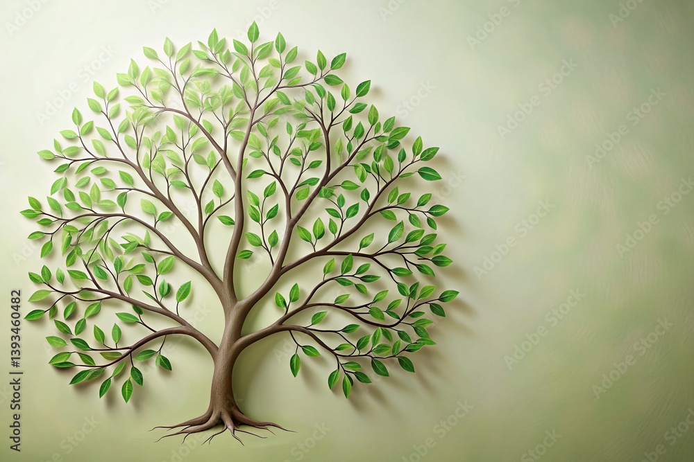 Poster elegant vector tree of life design minimalist green leaves and branches for graphic design web and p