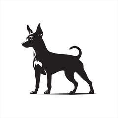 Miniature Pinscher Dog Vector Silhouette, Sleek Canine Outline, Energetic Small Dog Art for Pet Lovers, Logos, Stickers, Apparel, Digital Prints, Crafts, and Posters.