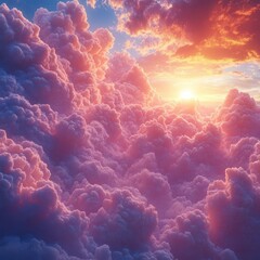 Vast clouds fill the sky at sunset