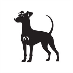 Miniature Pinscher Dog Vector Silhouette, Sleek Canine Outline, Energetic Small Dog Art for Pet Lovers, Logos, Stickers, Apparel, Digital Prints, Crafts, and Posters.