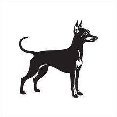 Miniature Pinscher Dog Vector Silhouette, Sleek Canine Outline, Energetic Small Dog Art for Pet Lovers, Logos, Stickers, Apparel, Digital Prints, Crafts, and Posters.