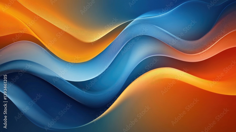Poster a soft gradient abstract background transitioning from deep blues to bright oranges, evoking feeling