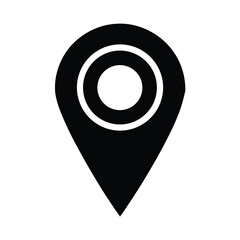 Black Location Pin Icon on White Background