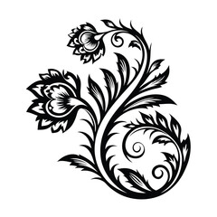  a art nouveau floral silhouette with flowing curve