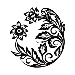  a art nouveau floral silhouette with flowing curve