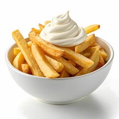 bowl of french fries with mayonnaise 