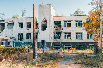 The school was damaged by shelling. War in Ukraine
