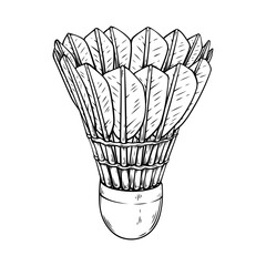 vector line art drawing illustration of a shuttlecock