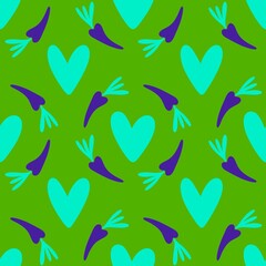 Summer vegetable seamless carrots pattern for wrapping paper and fabrics and kids clothes print and kitchen textiles