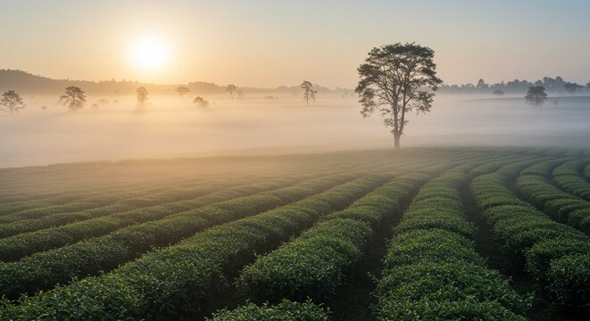 sunrise over the field - Powered by Adobe