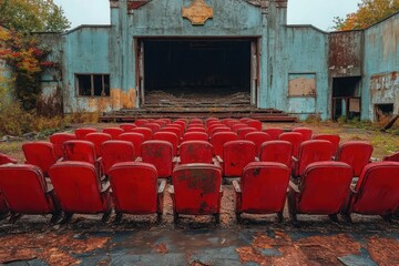 Abandoned movie theater interior