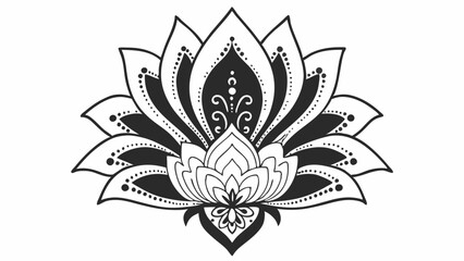 Obraz premium Intricate Black and White Lotus Flower Mandala Design Art