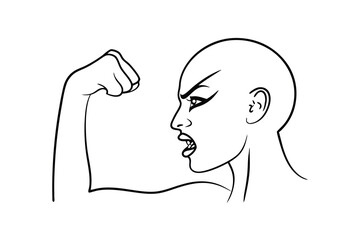 Playful Girl Child Portrait, OneLine Drawing, Happy Expression, Pigtails, Tongue Out