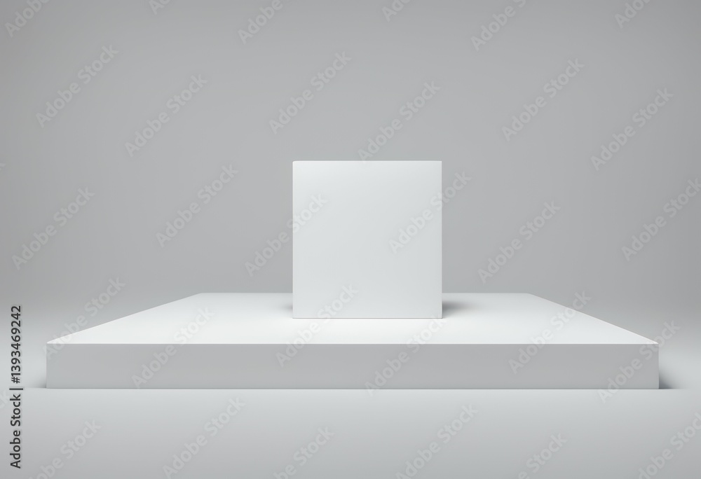 Poster block platform cube object minimal 3d white podium mockup empty product blank concept stand png box 