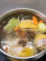 Delicious Chicken Soup Simmering Gently with Fresh Seasonal Vegetables thats Perfectly Comforting