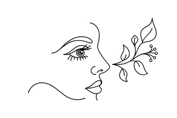 Womans Face, Hand Reaching, Line Art, Minimalist, Black, White, Drawing, Gentle, Touch, Connection