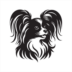 Papillon Dog Vector Silhouette, Elegant Small Canine Outline, Playful Pet Lover Clipart, Adorable Dog Art for Logos, Stickers, Apparel, Digital Prints, Crafts, and Posters.