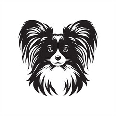 Papillon Dog Vector Silhouette, Elegant Small Canine Outline, Playful Pet Lover Clipart, Adorable Dog Art for Logos, Stickers, Apparel, Digital Prints, Crafts, and Posters.