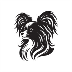 Papillon Dog Vector Silhouette, Elegant Small Canine Outline, Playful Pet Lover Clipart, Adorable Dog Art for Logos, Stickers, Apparel, Digital Prints, Crafts, and Posters.