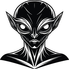 a alien head silhouette with large eyes