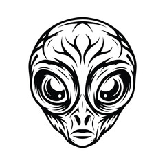a alien head silhouette with large eyes