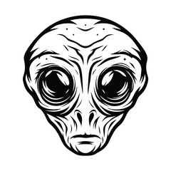 a alien head silhouette with large eyes