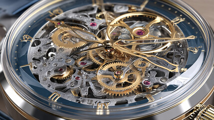 Obraz premium High-end timepiece showcasing intricate inner workings and meticulous detail. 