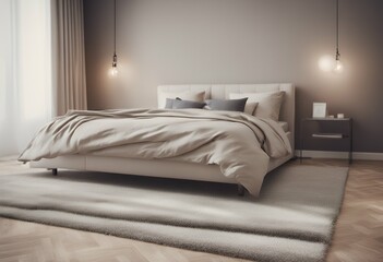 contemporary beige bedroom rug grey bedchamber interior sleep luxury floor palm leather elegant designer black design inspiration chic modern classic pattern room green white stool table brown lamp