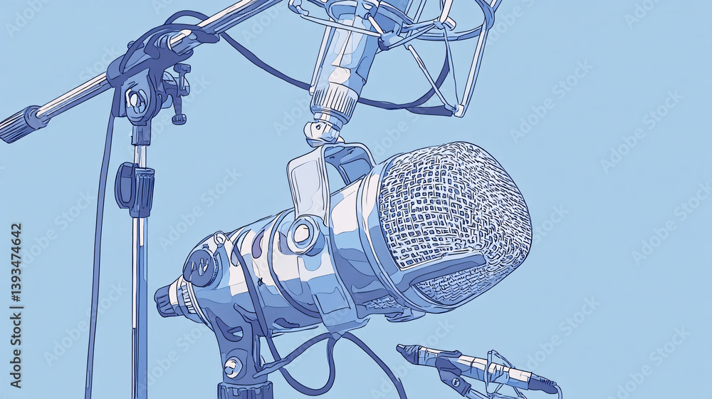 Poster High-quality wireless microphone setup, utilizing advanced sound technology.  