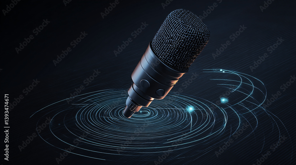 Poster high-quality wireless microphone setup, utilizing advanced sound technology.