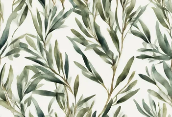 Gardinen Küche Muster  olive ornament branches border watercolor seamless damask modern oriental mosaic arabesque white geometrical vintage illustration motif portuguese yellow print tile citrous wallpaper portugal pattern  © sandra