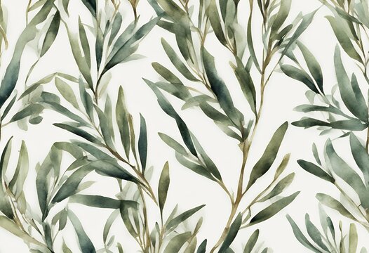 olive ornament branches border watercolor seamless damask modern oriental mosaic arabesque white geometrical vintage illustration motif portuguese yellow print tile citrous wallpaper portugal pattern