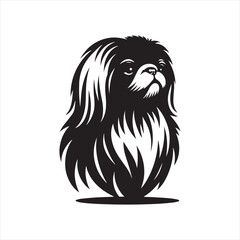 Pekingese Dog Vector Silhouette, Charming Small Canine Outline, Loyal Pet Lover Clipart, Adorable Dog Art for Logos, Stickers, Apparel, Digital Prints, Crafts, and Posters.