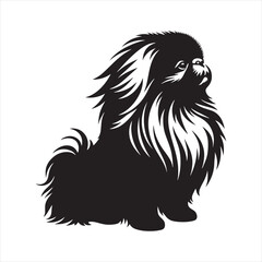 Pekingese Dog Vector Silhouette, Charming Small Canine Outline, Loyal Pet Lover Clipart, Adorable Dog Art for Logos, Stickers, Apparel, Digital Prints, Crafts, and Posters.