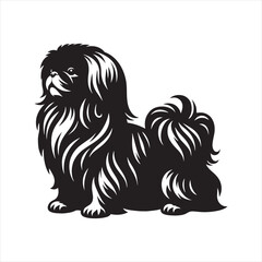 Pekingese Dog Vector Silhouette, Charming Small Canine Outline, Loyal Pet Lover Clipart, Adorable Dog Art for Logos, Stickers, Apparel, Digital Prints, Crafts, and Posters.